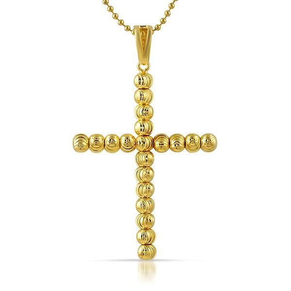 Gold .925 Sterling Silver Moon Cut Cross 6MM