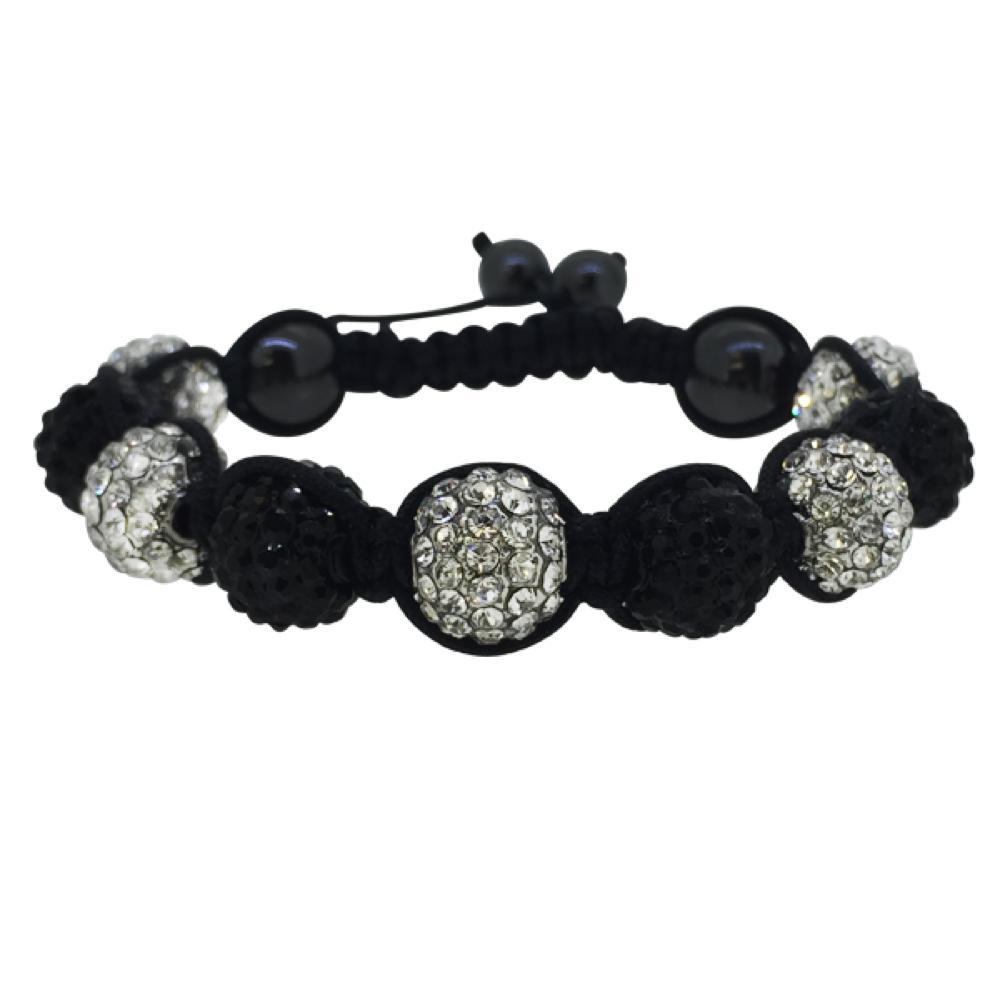 Black White 10MM Disco Ball Bracelet