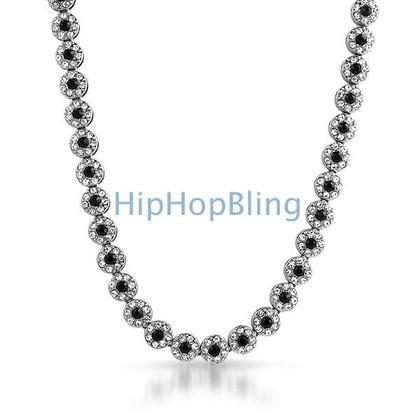 Cluster Chain White Black Center Bling