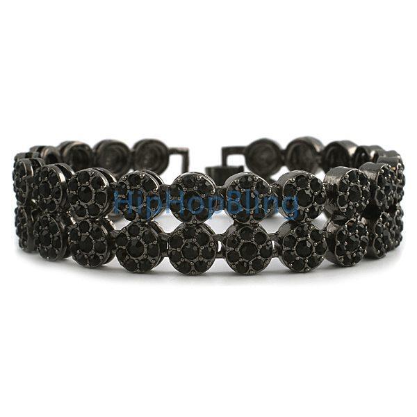 2 Row Cluster Black Bling Bling Bracelet