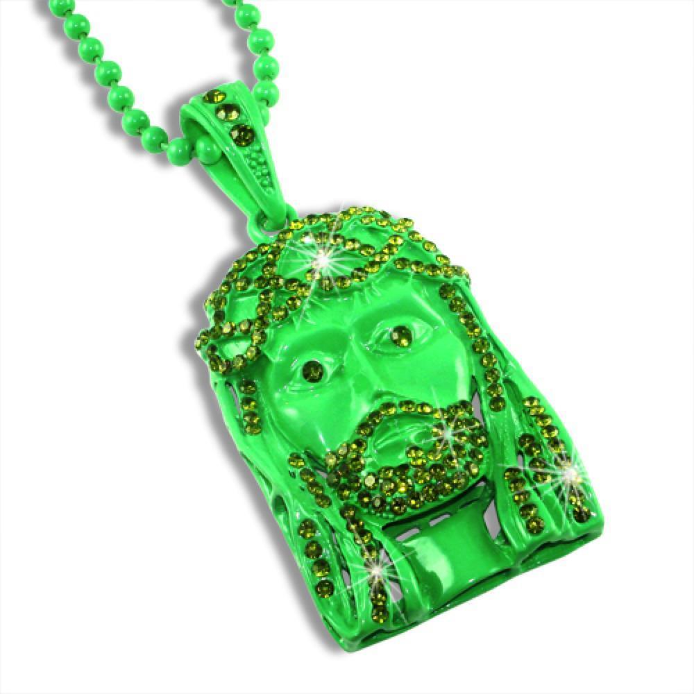 Money Green Jesus Piece Pendant Rosary Chain
