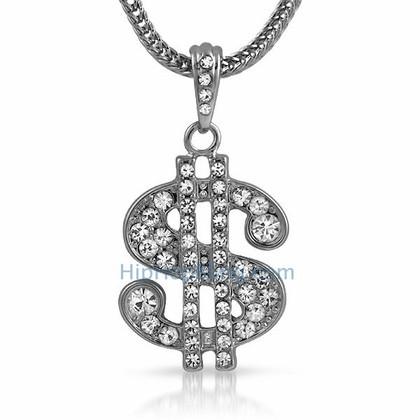 Dollar Sign Bling Bling Pendant & Chain Small