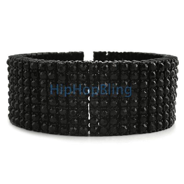 8 Row All Black Bling Bling Bracelet