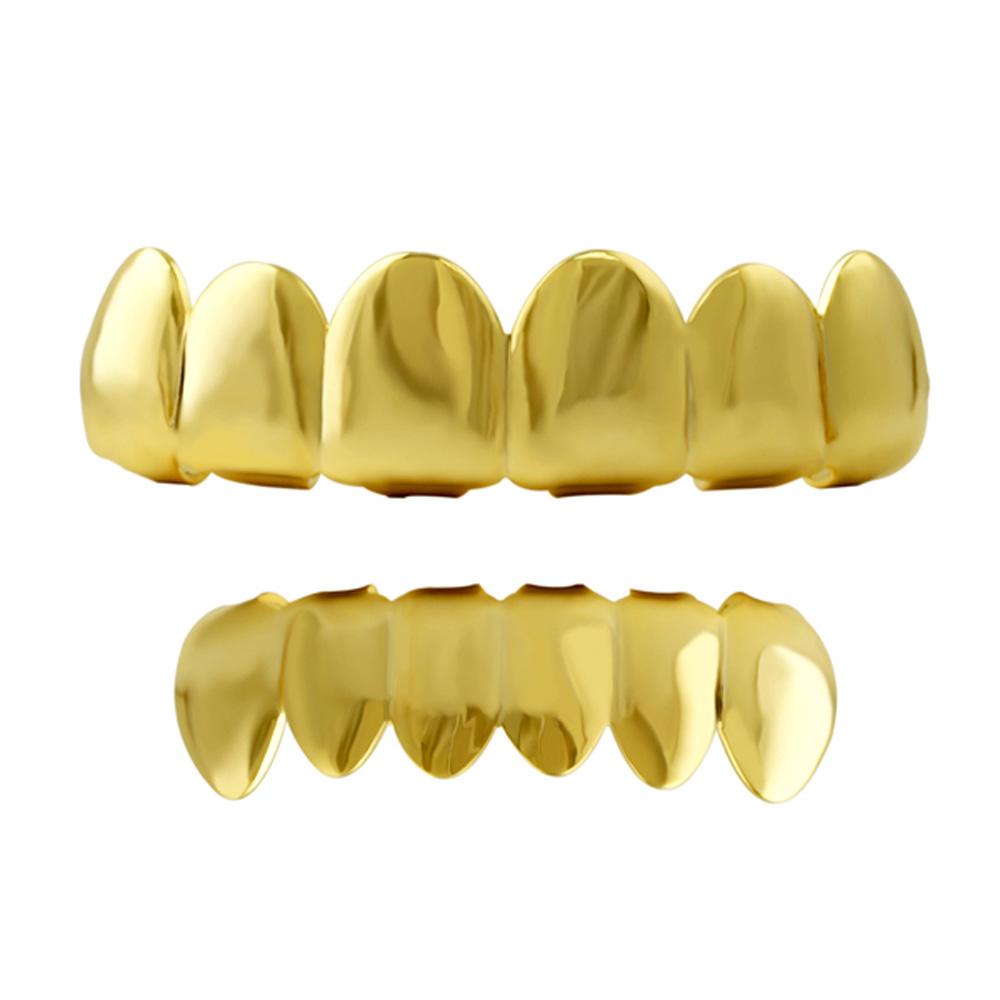 Gold Grillz Plain Top Bottom Set