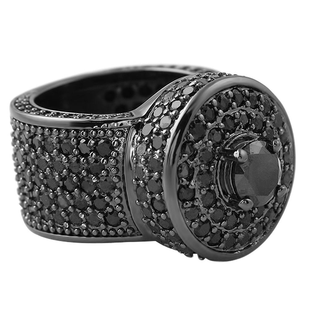 Black Bling Bling Cluster Hip Hop Ring