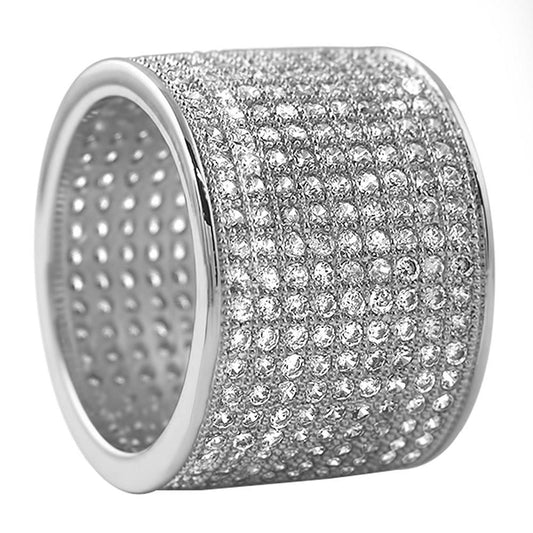 9 Row 360 Eternity Rhodium Bling Bling Ring