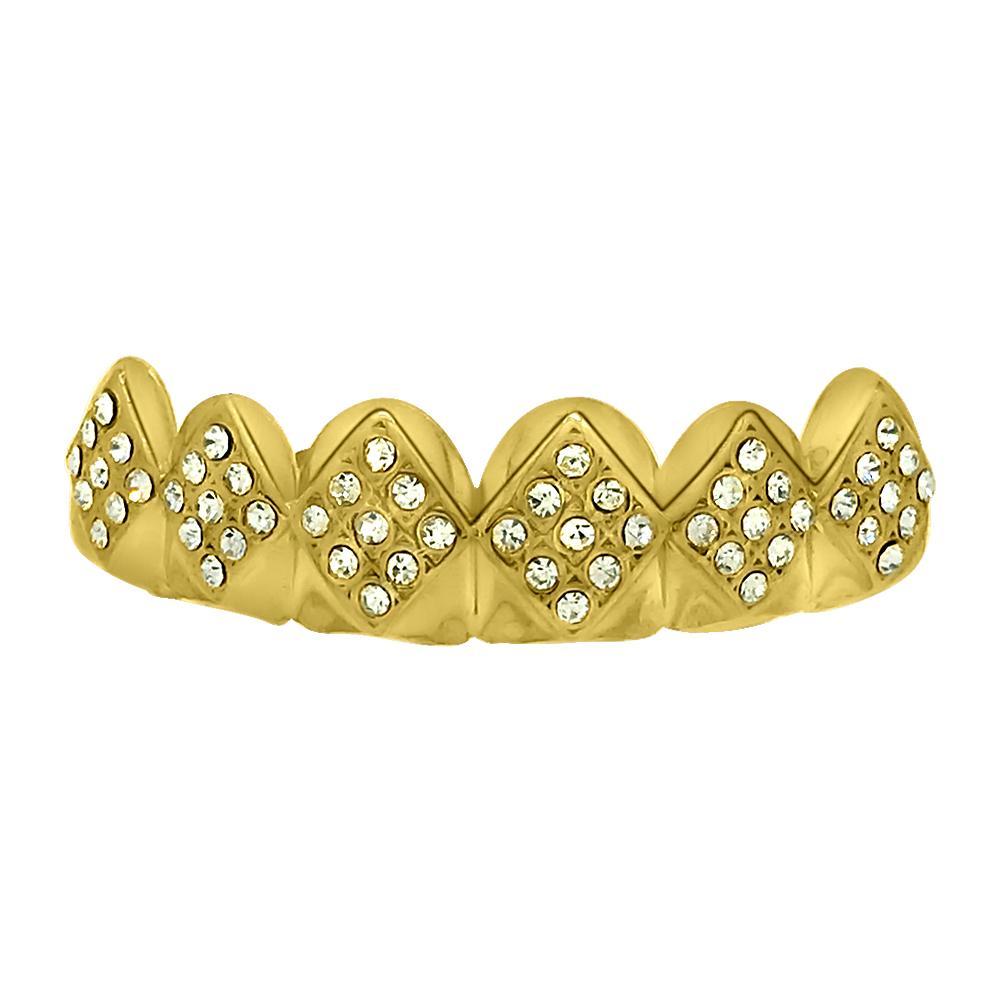 Diamond Bling Bling Gold Grillz Top Teeth
