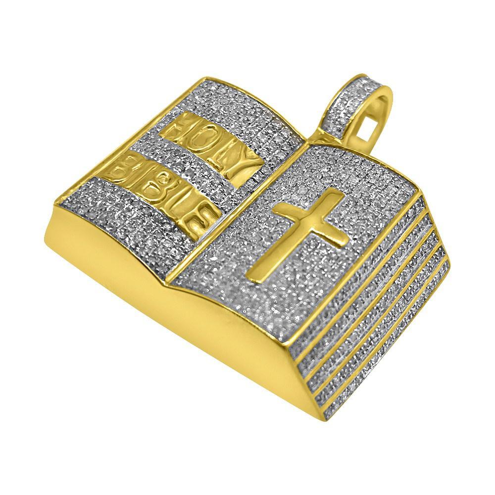 Holy Bible 3D 1.48cttw Diamond Hip Hop Pendant 10K Yellow Gold