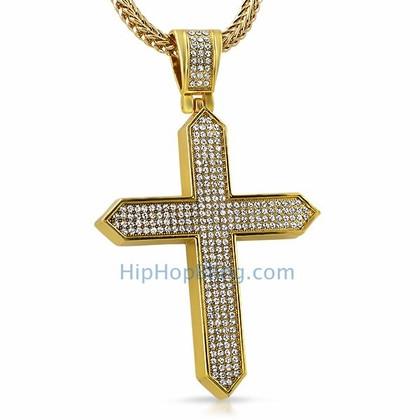 Gold on Point Bling Bling Cross Pendant