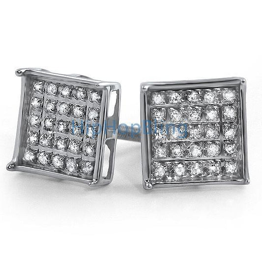 .15ct Diamond Box Micro Pave Earrings .925 Silver