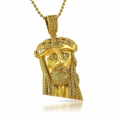 Lemonade Gold Mini Jesus Piece Big Ice Crown