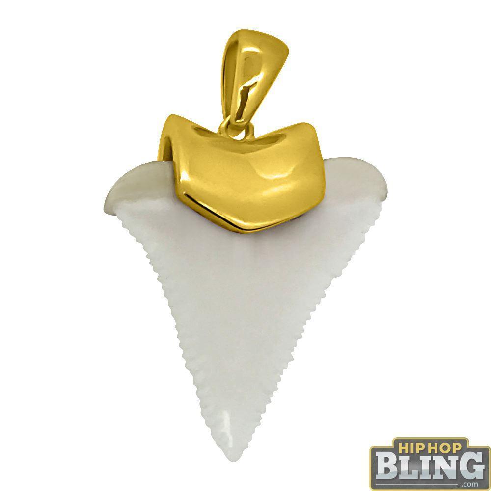 Real Shark Tooth Pendant Gold .925 Sterling Silver
