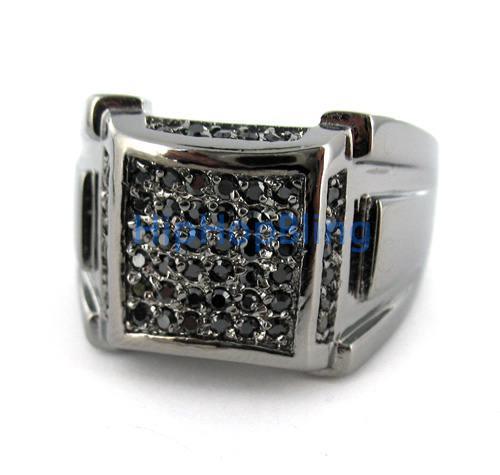 Black Ice Mound Bling Bling CZ Mens Ring