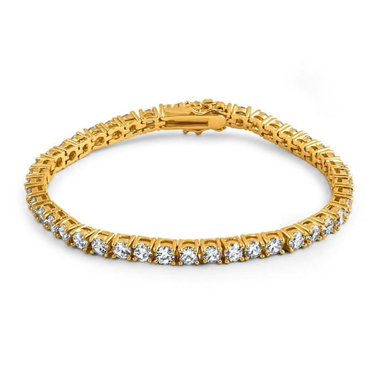 .925 Silver 4MM CZ 1 Row Bling Tennis Bracelet Gold