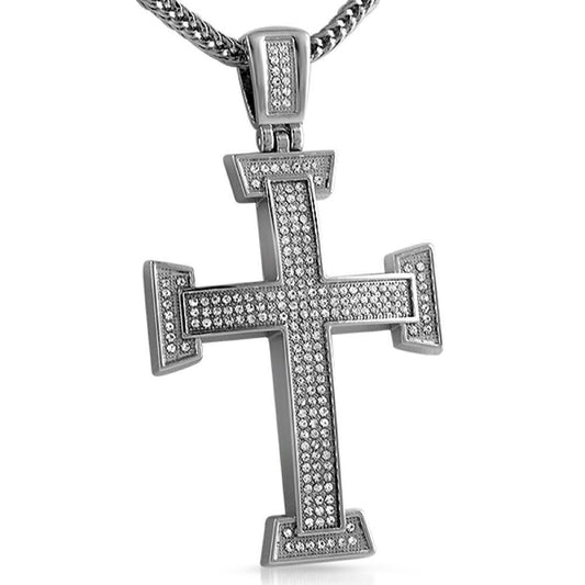 Micro Pave Rhodium Cross