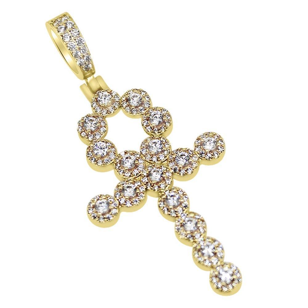 .925 Silver Skinny Cluster Cross CZ Bling Bling Gold Pendant