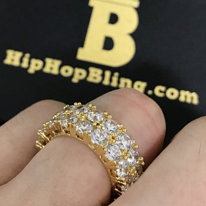 Double Eternity Band 360 Gold CZ Bling Bling Ring