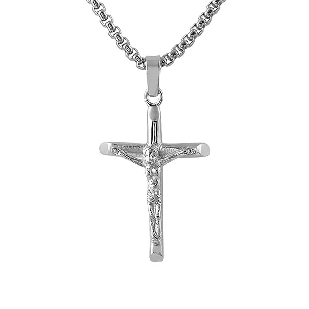 Micro Rounded Crucifix Cross Stainless Steel Pendant