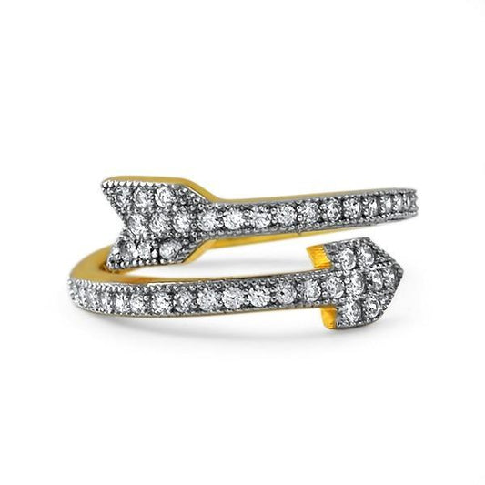 Arrow CZ Gold .925 Sterling Silver Ring Celeb Inspired