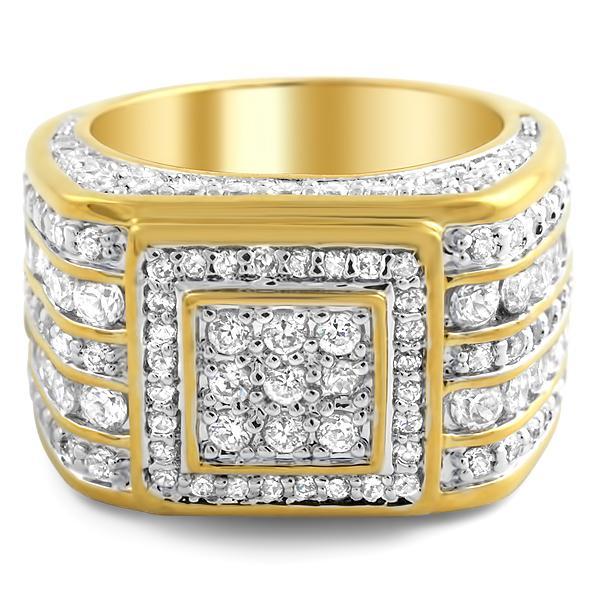 Gold .925 Silver Godfather CZ Bling Bling Ring