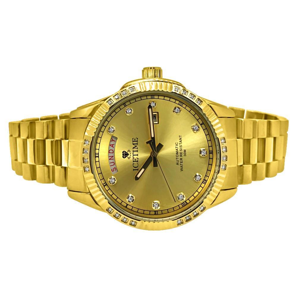 IceTime Falcon Gold Steel .12cttw Diamond Watch