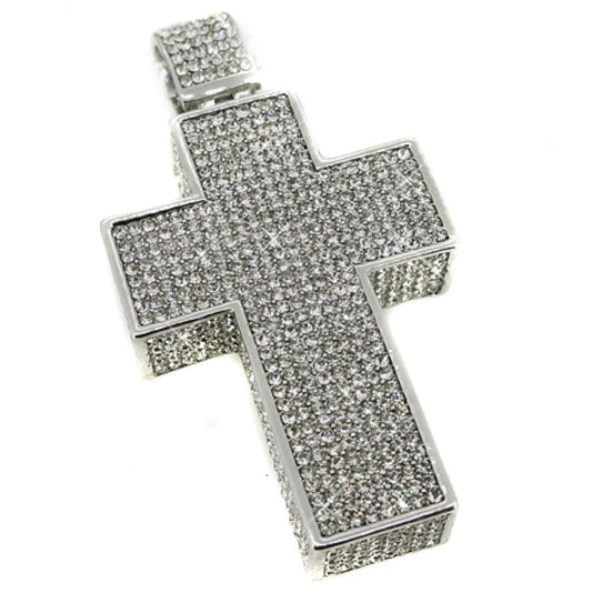 Mega 3D Cross Rhodium