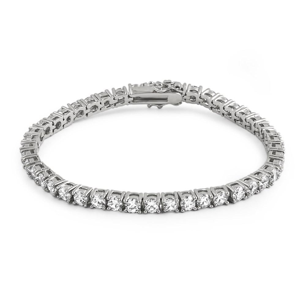 4MM CZ 1 Row Bling Bling Tennis Bracelet Rhodium