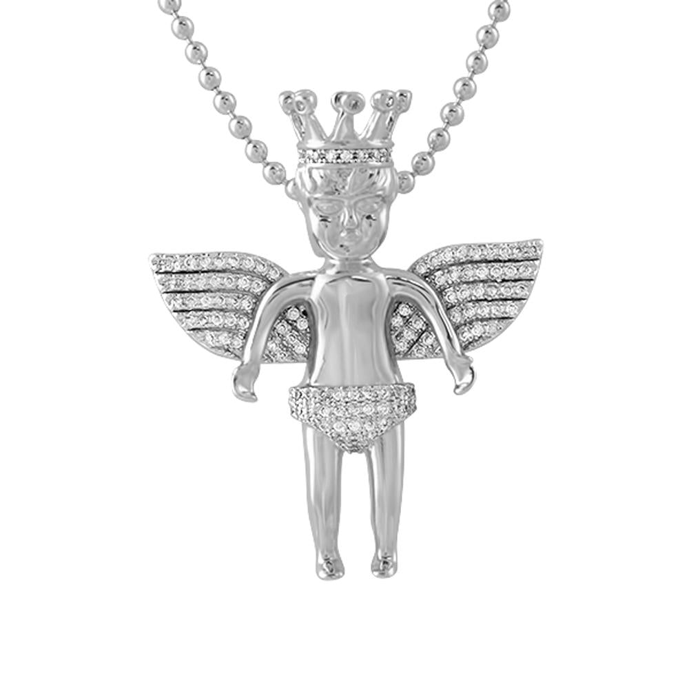 Cherub Angel Wearing Crown Hip Hop Pendant