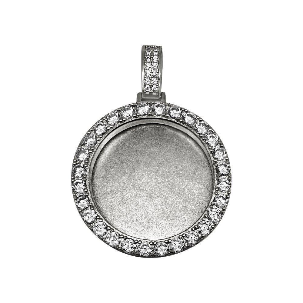 Custom Picture Frame Pendant .925 Silver Rhodium