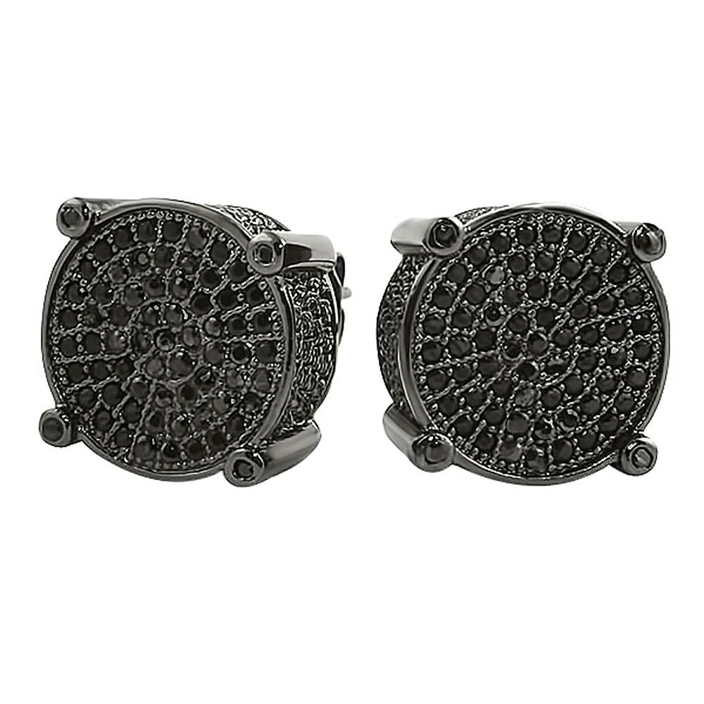 Micro Pave Solitaire Black CZ Bling Bling Earrings