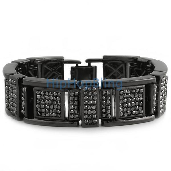 Big Block Bling Black Hip Hop Bracelet