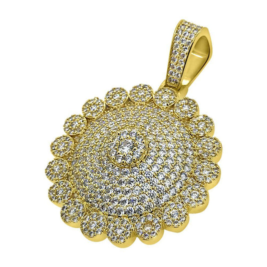 Cluster Mega Bling Gold CZ Medallion