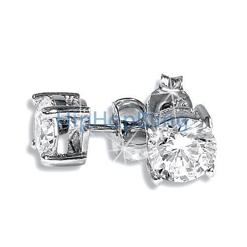 5mm Round Signity CZ Sterling Silver Earrings