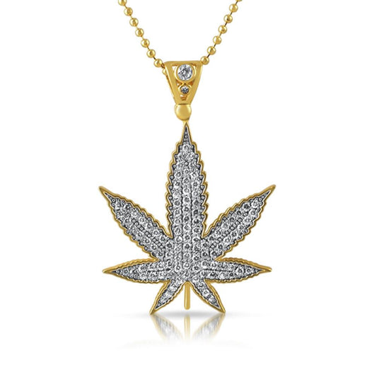 Bling Bling Marijuana Leaf Gold Pendant