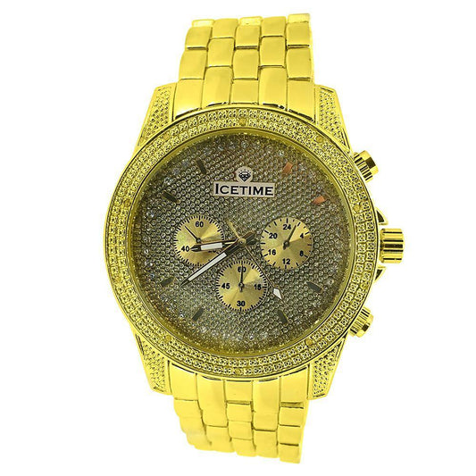 IceTime Storm Gold Hip Hop Watch .10ct Diamonds