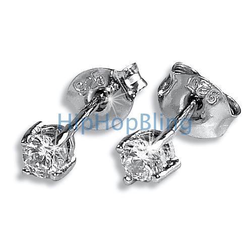 3mm Round CZ Signity Sterling Silver Earrings