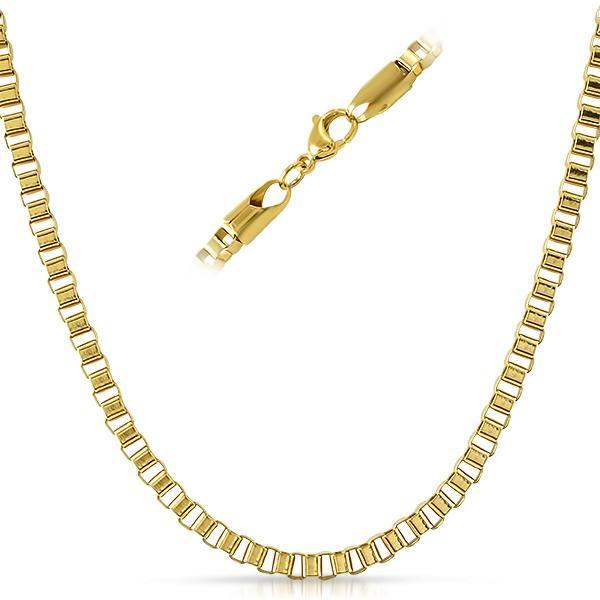 Box IP Gold Stainless Steel Chain Necklace 4MM