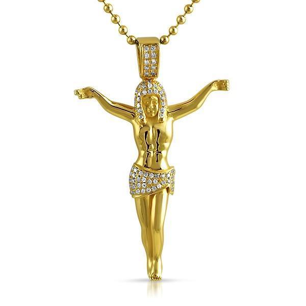 Jesus Crucifix .925 Sterling Silver Gold Pendant
