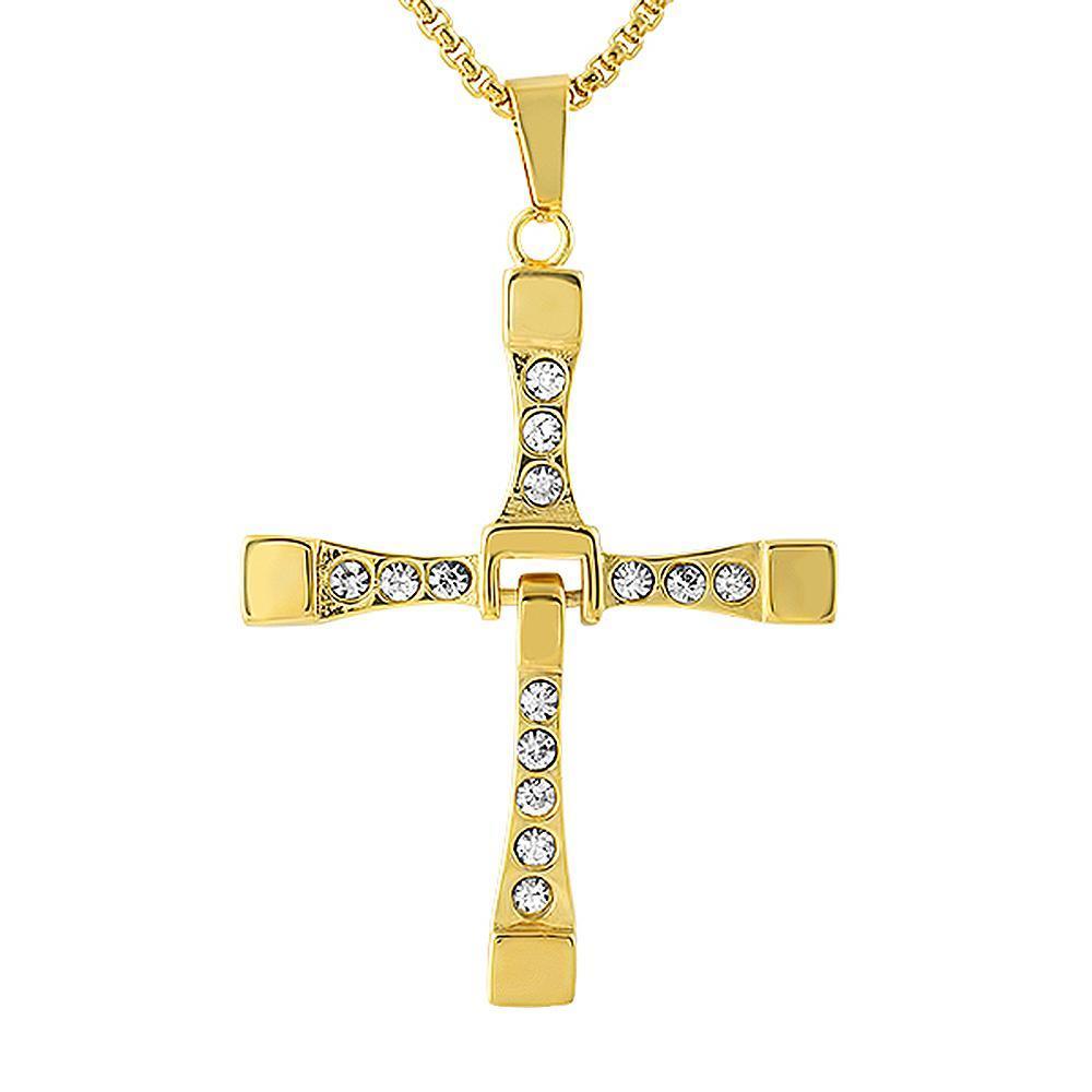 Fast Furious Inspired Gold Stainless Steel Cross