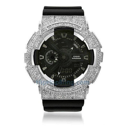 Custom Rhodium CZ Casio G Shock Watch GA100