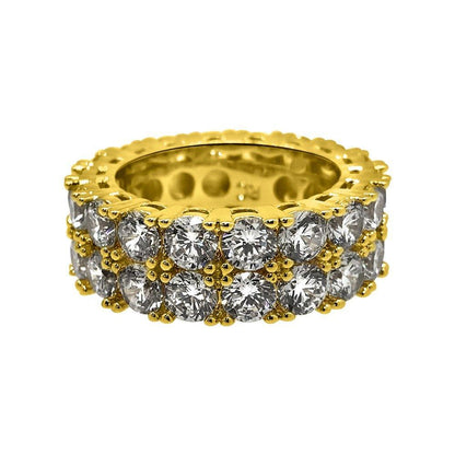 Double Eternity Band 360 Gold CZ Bling Bling Ring