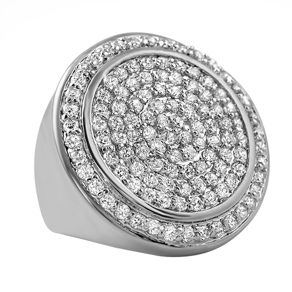 .925 Sterling Silver CZ Bling Ring Mega Ice Circles