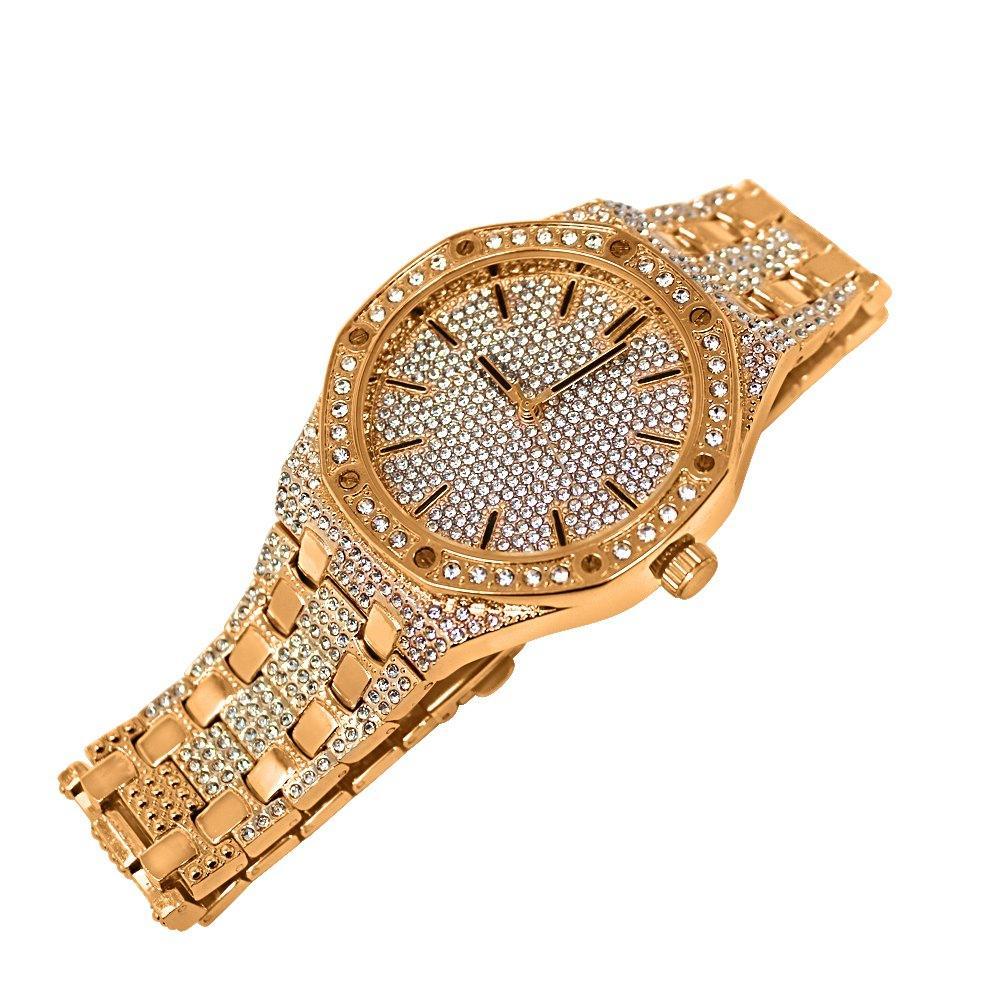 Rose Gold Bling Bling Octagon Watch Icey