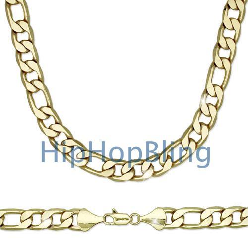Figaro 12mm 24 Inch Gold Plated Hip Hop Chain Necklace