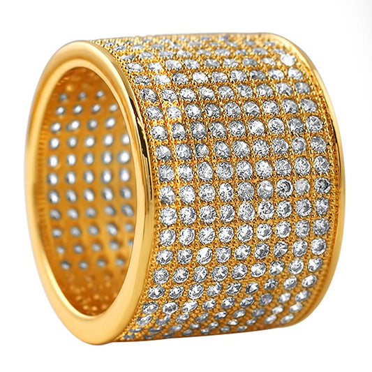 9 Row 360 Eternity Gold Bling Bling Ring