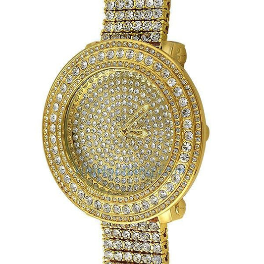 Gold Bright Custom Bling Bling Watch & Band
