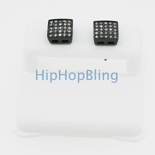 Real Diamond .50ct on Black Box 316L Hip Hop Earrings