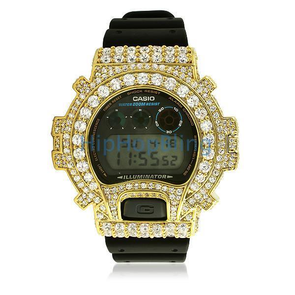 Big Boy Gold CZ Custom G Shock Watch DW6900