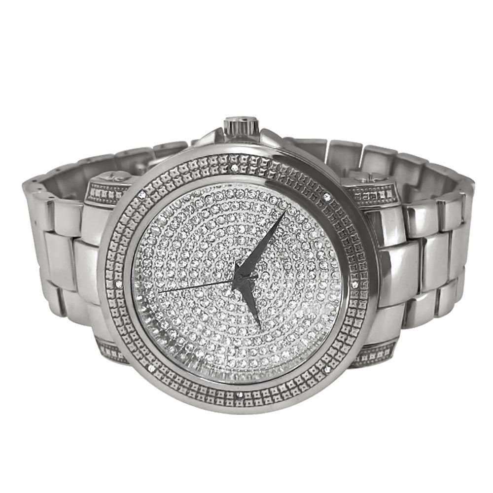 Bling Bling Dial Heavy Silver Hip Hop Watch
