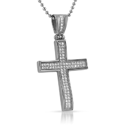 Bling Bling Concave CZ Mini Cross Stainless Steel
